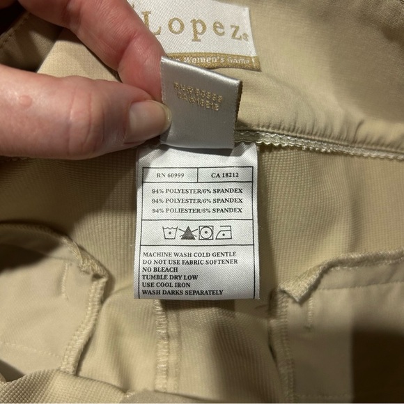 Lopez Womens Golf Shorts Size 12 Beige Khaki 10” inseam Flat Front - Picture 8 of 11